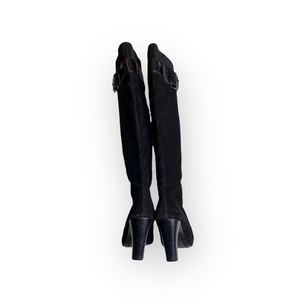 Michael Kors โ Embossed Buckled Tall Heeled Boots โ Rich Black Suede โ 6M โ Hot - Picture 4 of 16